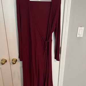 Old Navy Deep Red Long Sleeve Dress